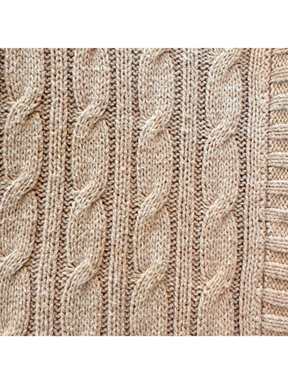 IZOD Cable Knit Long Tan Cardigan Small Country Club Deep V Light Academia BOHO - Picture 5 of 9